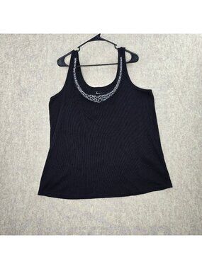 Lane Bryant Womens Plus Size Tank Top Black 26/28 Cotton Spandex Scoop Neck